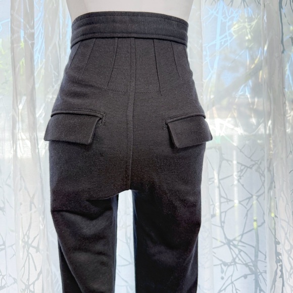 ISABEL MARANT GRAY BLACK WOOL STRETCHY KNIT HIGH WAISTED LEGGING PANTS - Picture 5 of 9